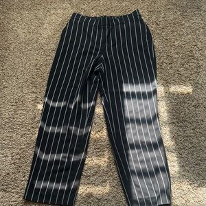 Anne Klein Black Trousers with White Pinstripes